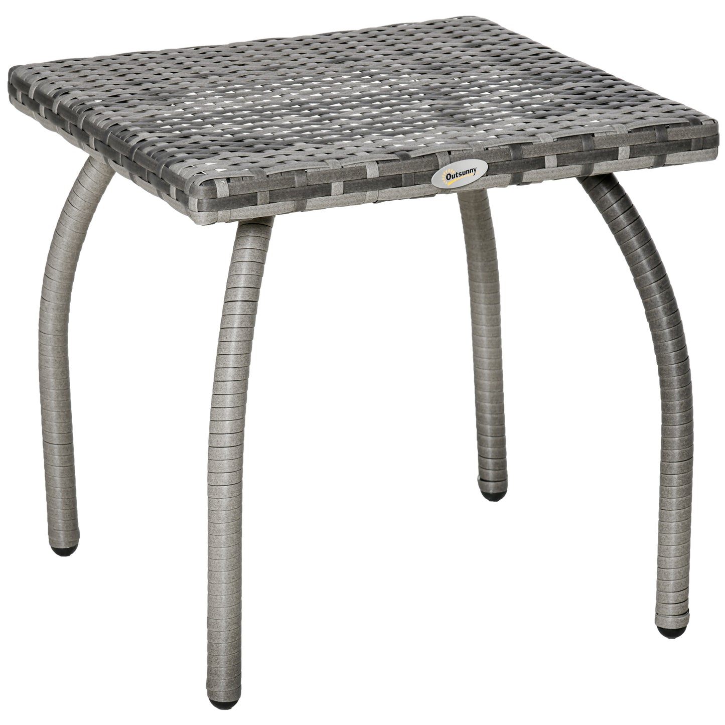 Outsunny Mesa De Jardín De Ratán Con Patas De Metal 45x45x44 Cm Gris_0