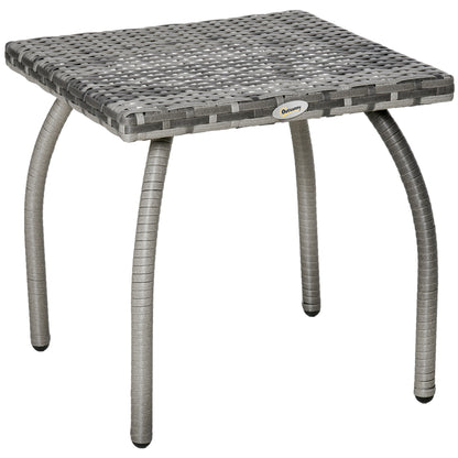Outsunny Mesa De Jardín De Ratán Con Patas De Metal 45x45x44 Cm Gris_0