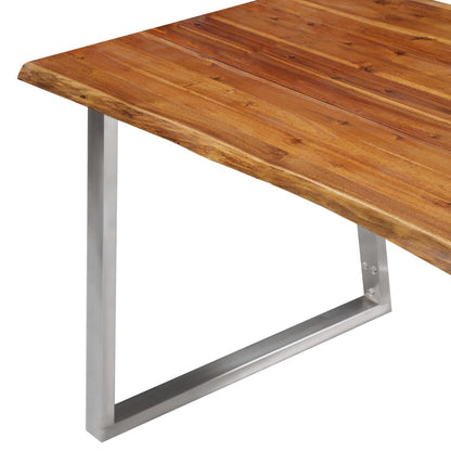Mesa De Comedor Madera De Acacia Y Acero Inoxidable 160x80x75cm_3