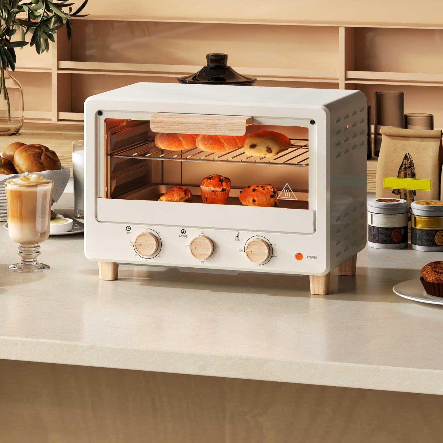 Homcom Horno Eléctrico De Sobremesa De 16l 1400w Con Temporizador Crema_1