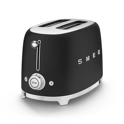 Torradeira SMEG com 2 compartimentos, estilo anos 50, preta