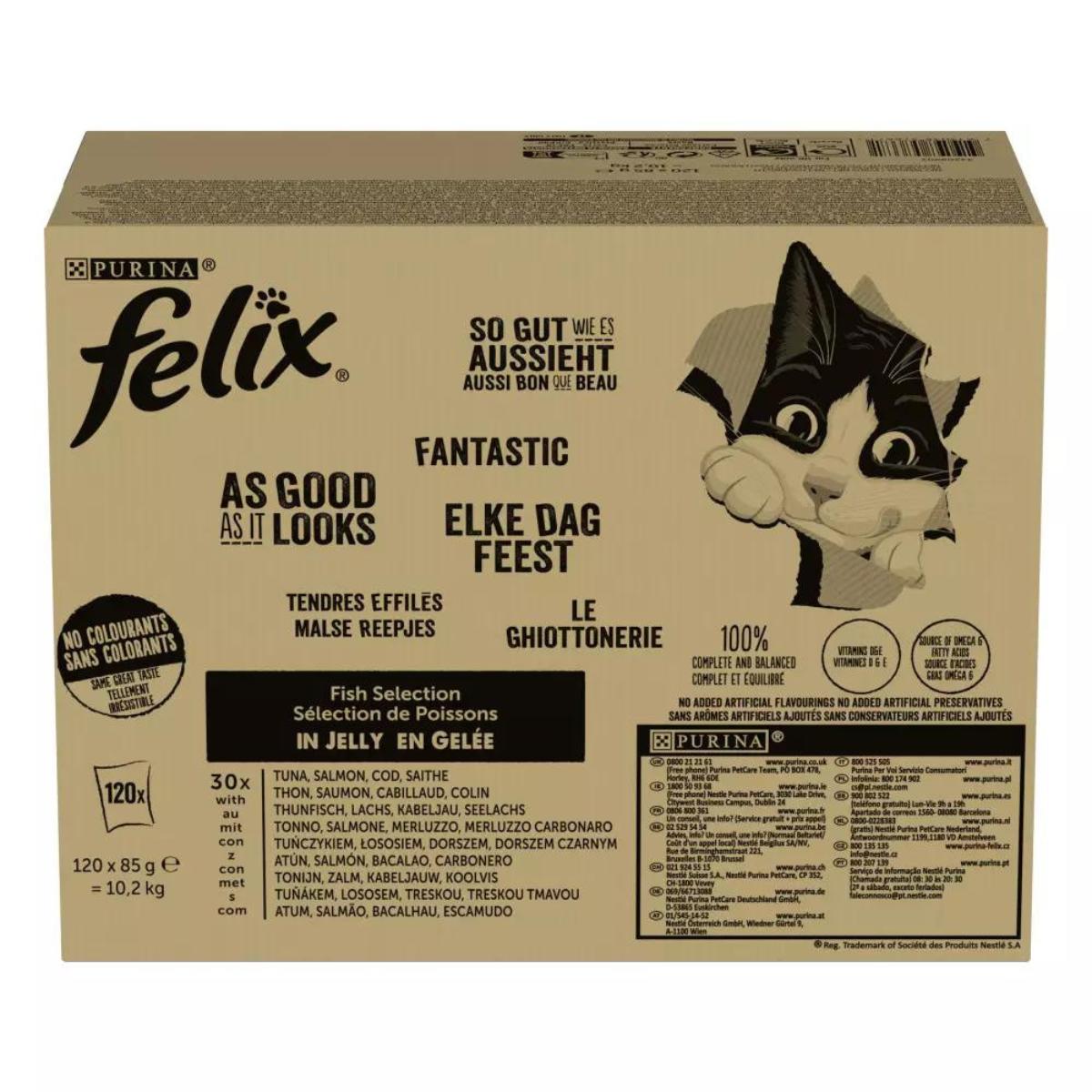 FELIX Fantástica seleção de sabores de peixe em saquetas de gelatina sortidas 120 x 85 g