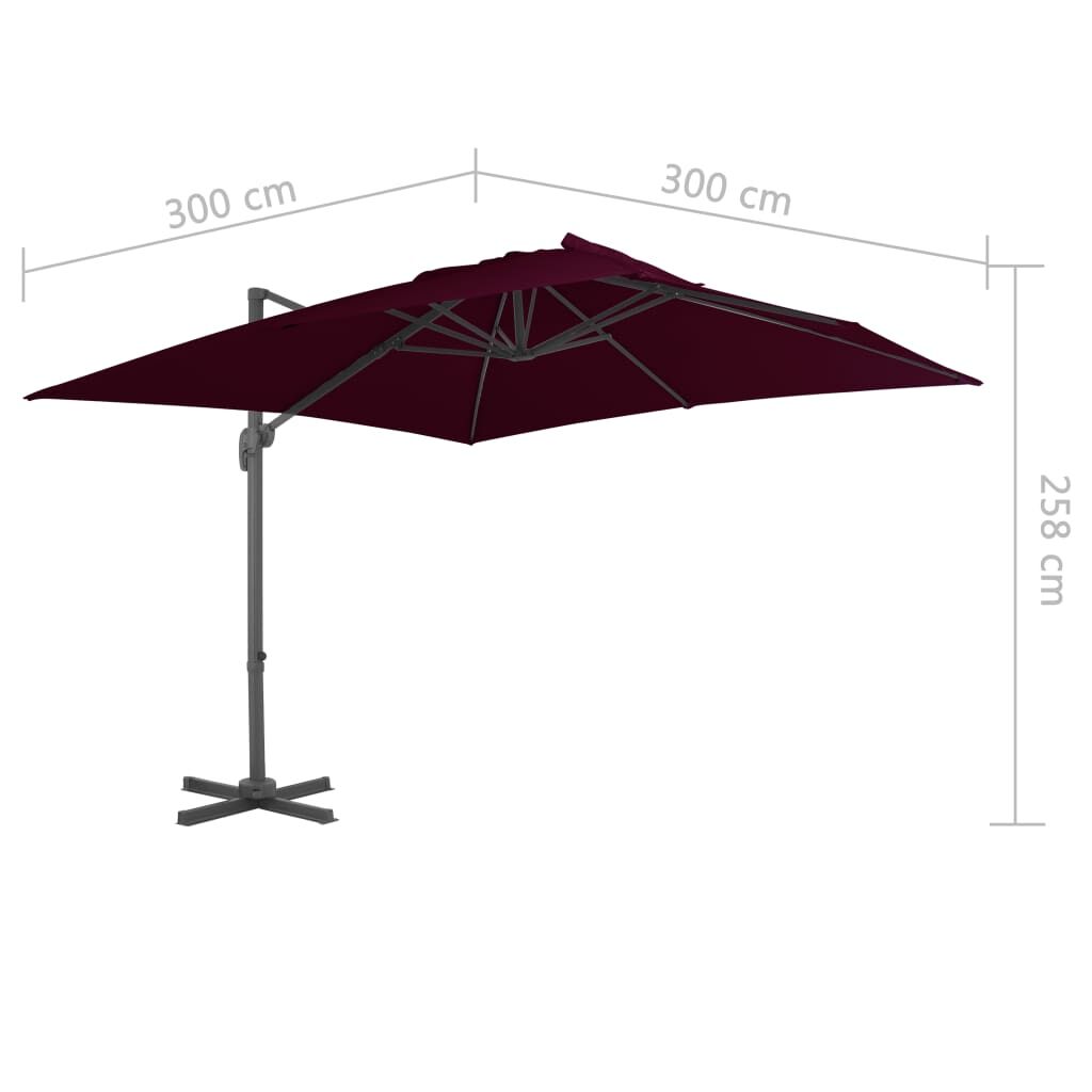 Vidaxl Sombrilla Jardín Voladiza Palo De Aluminio Burdeos 300x300 Cm_2