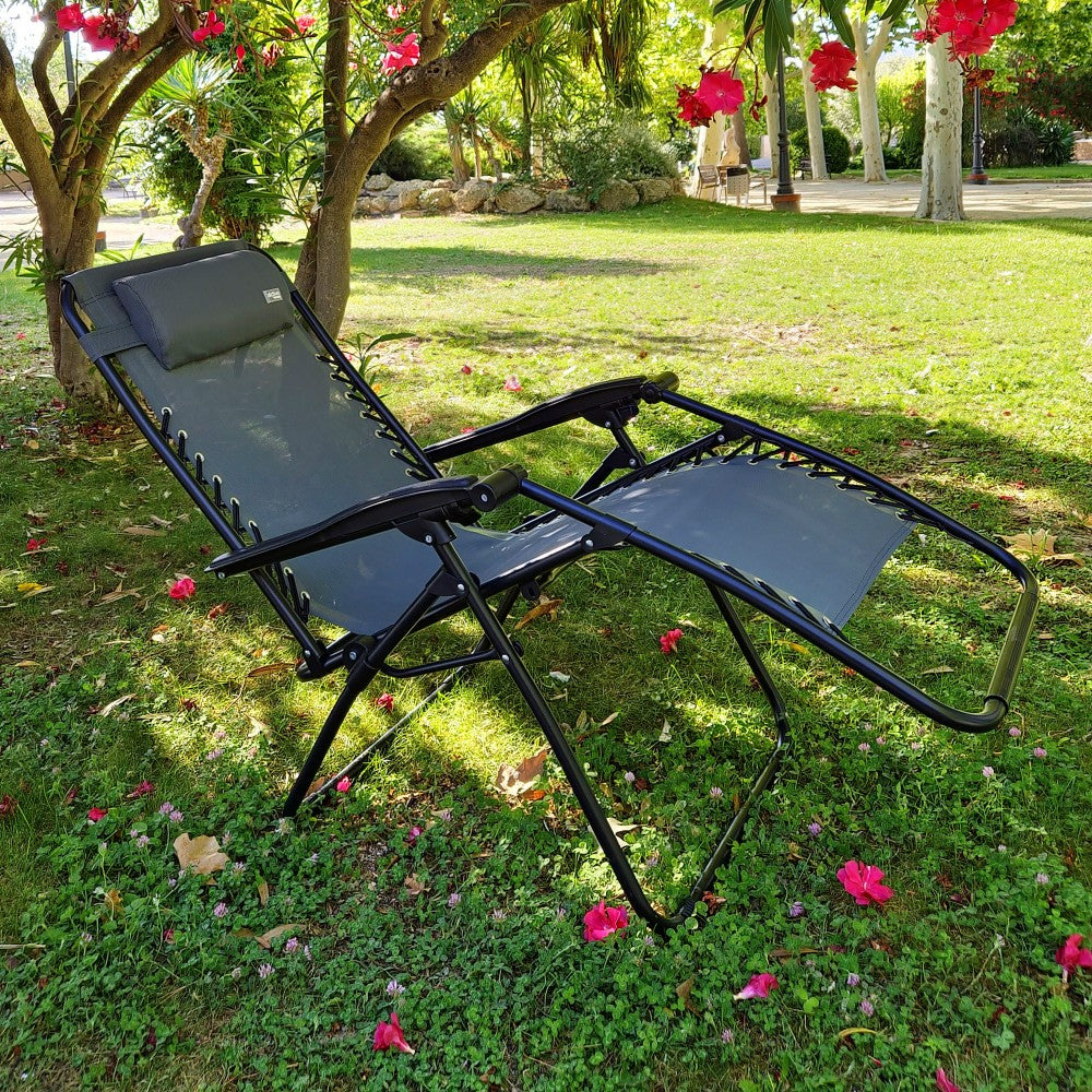 Aktive Silla Plegable Jardín Gravedad Cero Gris 2 Posiciones_2