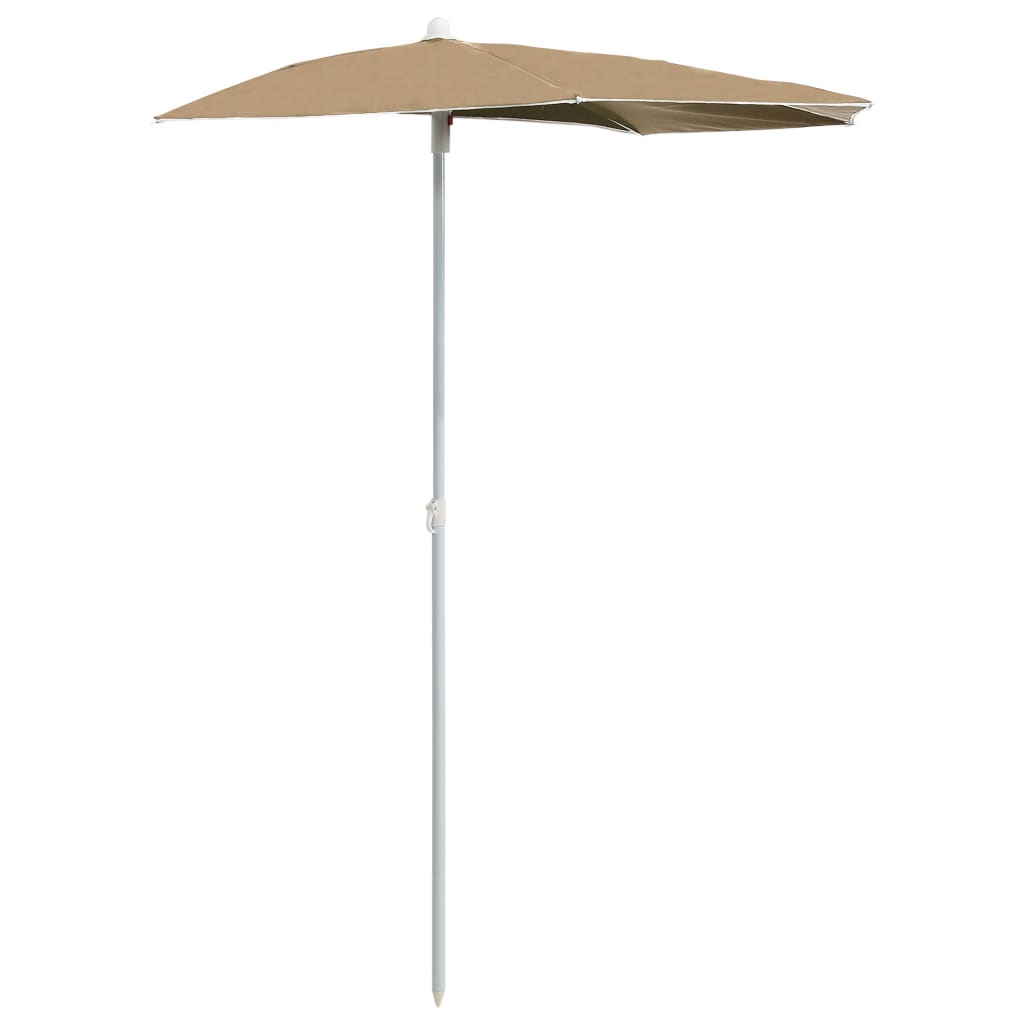 Sombrilla De Jardín Semicircular Con Palo Taupe 180x90 Cm_0