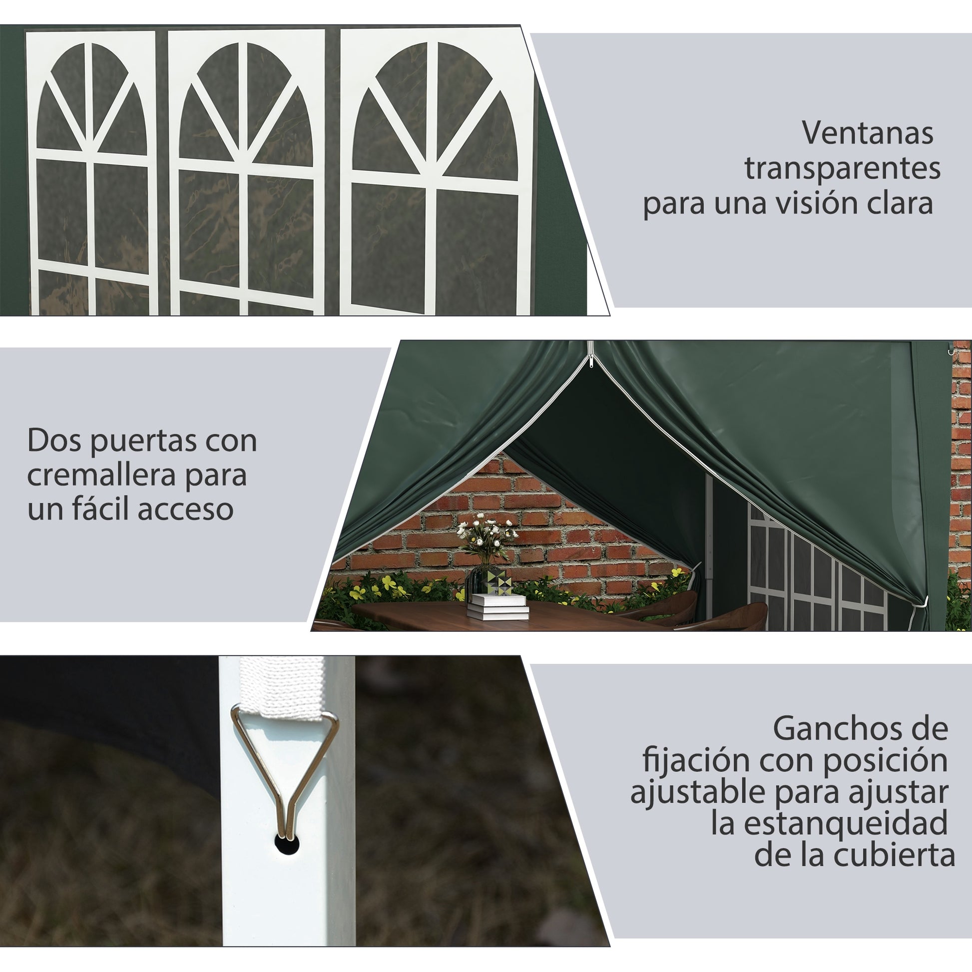Outsunny Carpa Plegable Con 4 Paredes Desmontables 3x3 M Para Exterior Verde_3