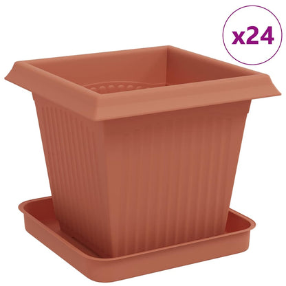 Macetas 24 Uds. Rojo Ladrillo Plástico_0