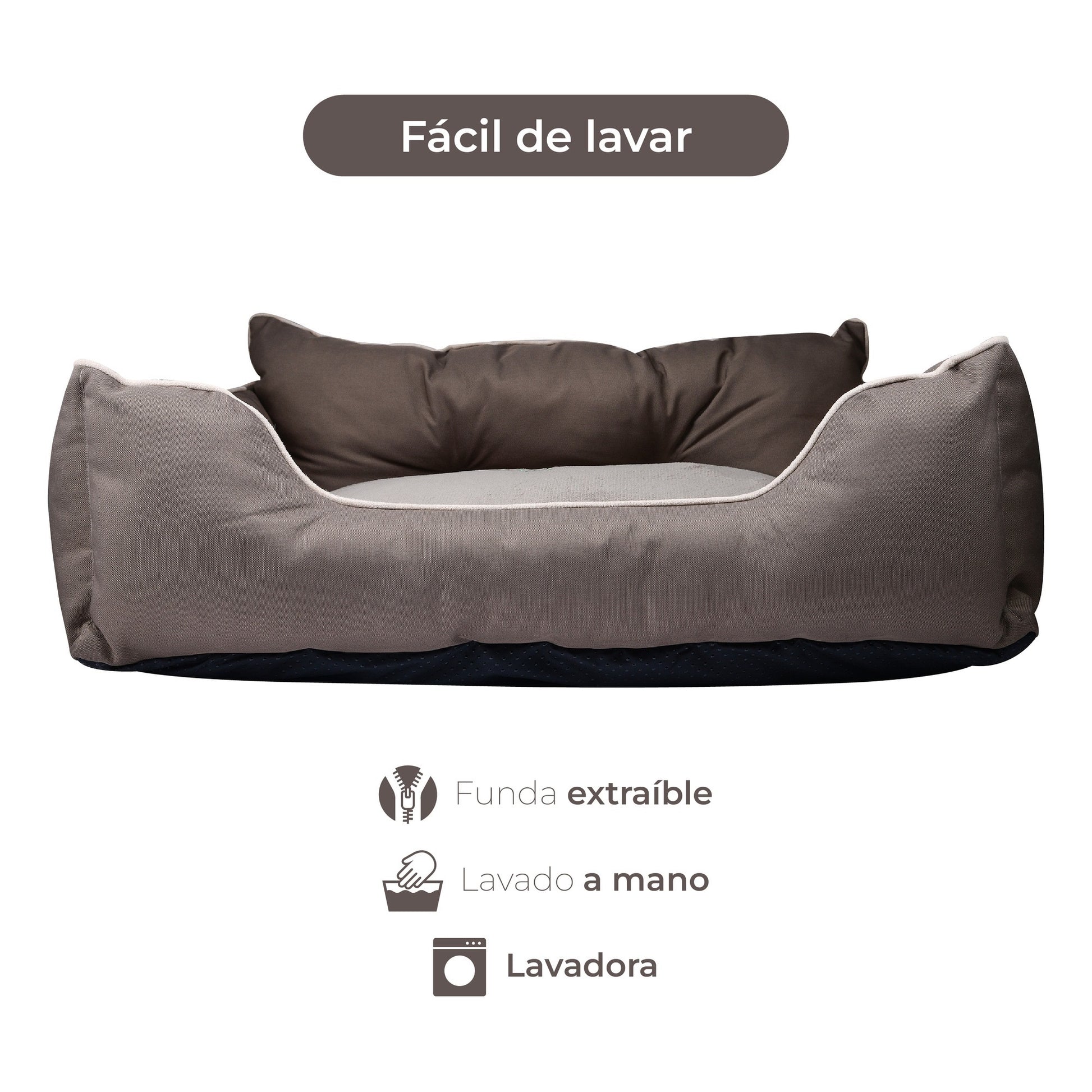 Cama Para Mascota 50x40x18cm Marrón + Abrigo Negro Para Mascotas 25cm_2