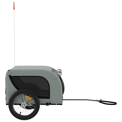 Remolque De Bicicleta Mascotas Hierro Tela Oxford Gris Negro_4