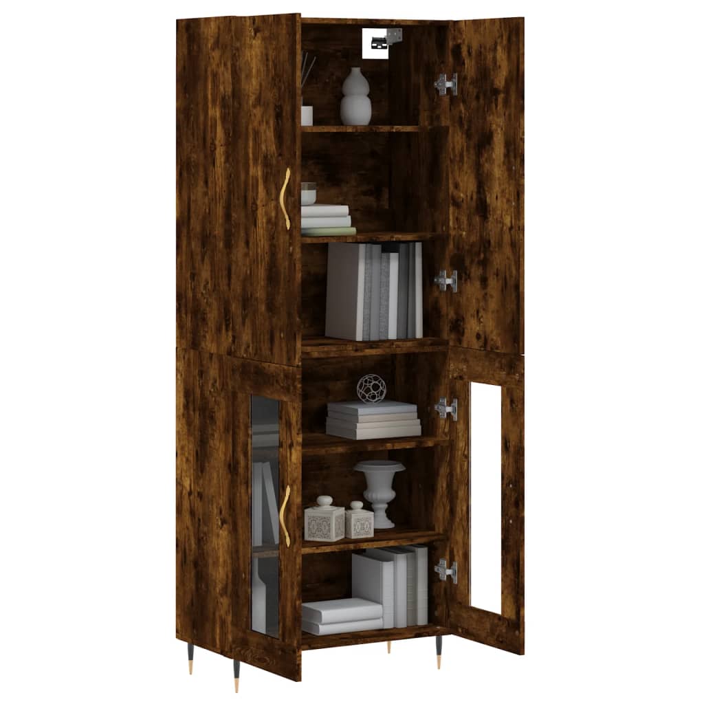 Aparador Alto Madera Contrachapada Roble Ahumado 69,5x34x180 Cm_2