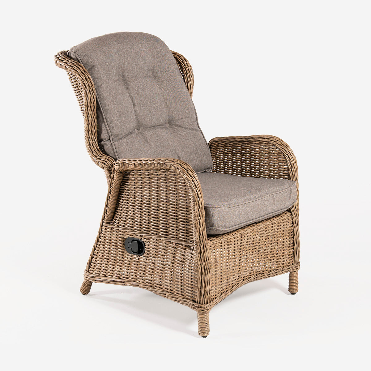 Sillón Reclinable Para Jardín, Aluminio Y Rattán Sintético Redondo, Natural, Tamaño:64x80x105 Cm_2