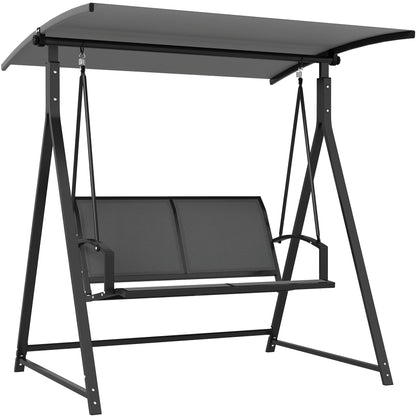 Outsunny Columpio De Jardín De 2 Plazas Con Toldo Ajustable 160x112x162 Cm Gris_0