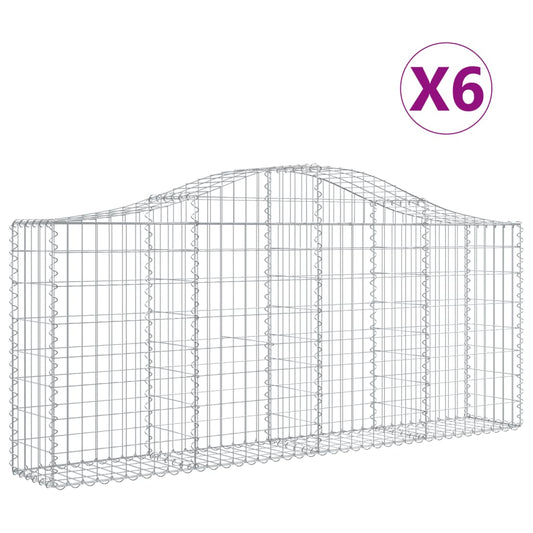 Cestas De Gaviones 6 Uds Forma De Arco Hierro 200x30x80/100 Cm_0