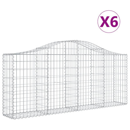 Cestas De Gaviones 6 Uds Forma De Arco Hierro 200x30x80/100 Cm_0