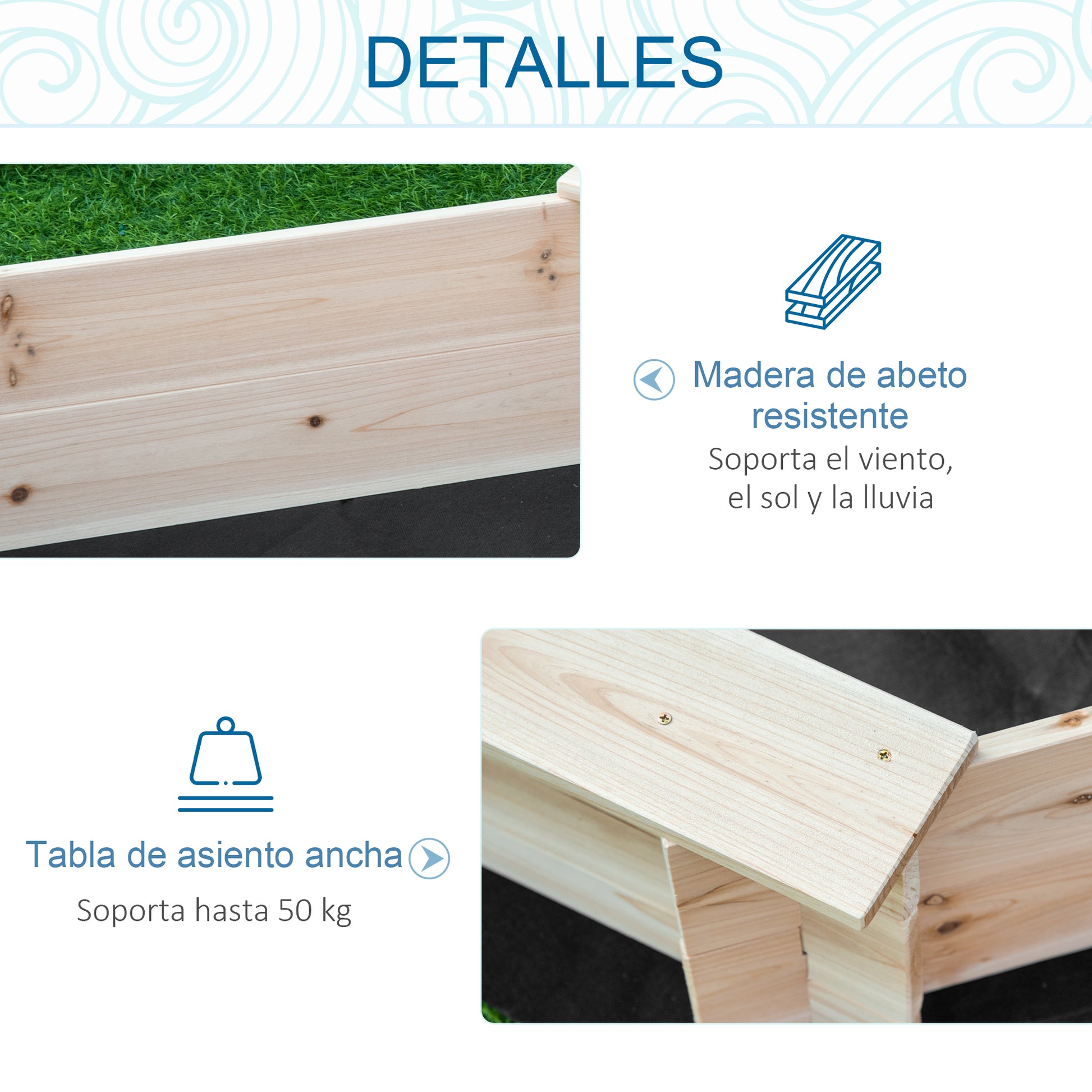 Outsunny Arenero De Madera Para Niños Con Cubierta 139,5x139,5x21,5 Cm Natural_5