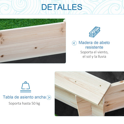 Outsunny Arenero De Madera Para Niños Con Cubierta 139,5x139,5x21,5 Cm Natural_5