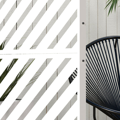 Outsunny Biombo Exterior Con Patrón De Triángulo Invertido 122x45x198 Cm Blanco_3