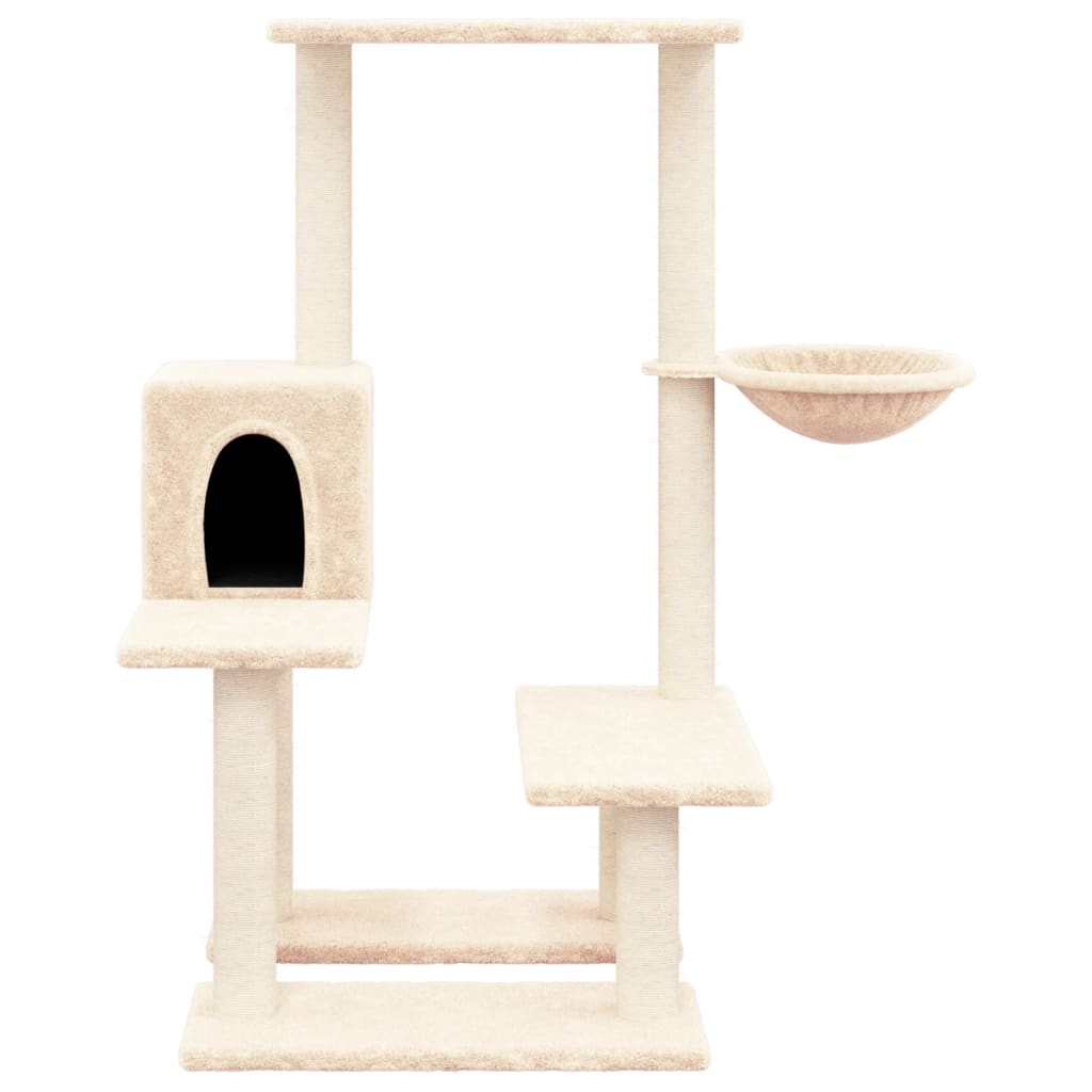 Rascador Para Gatos Con Postes De Sisal Color Crema 94,5 Cm_2
