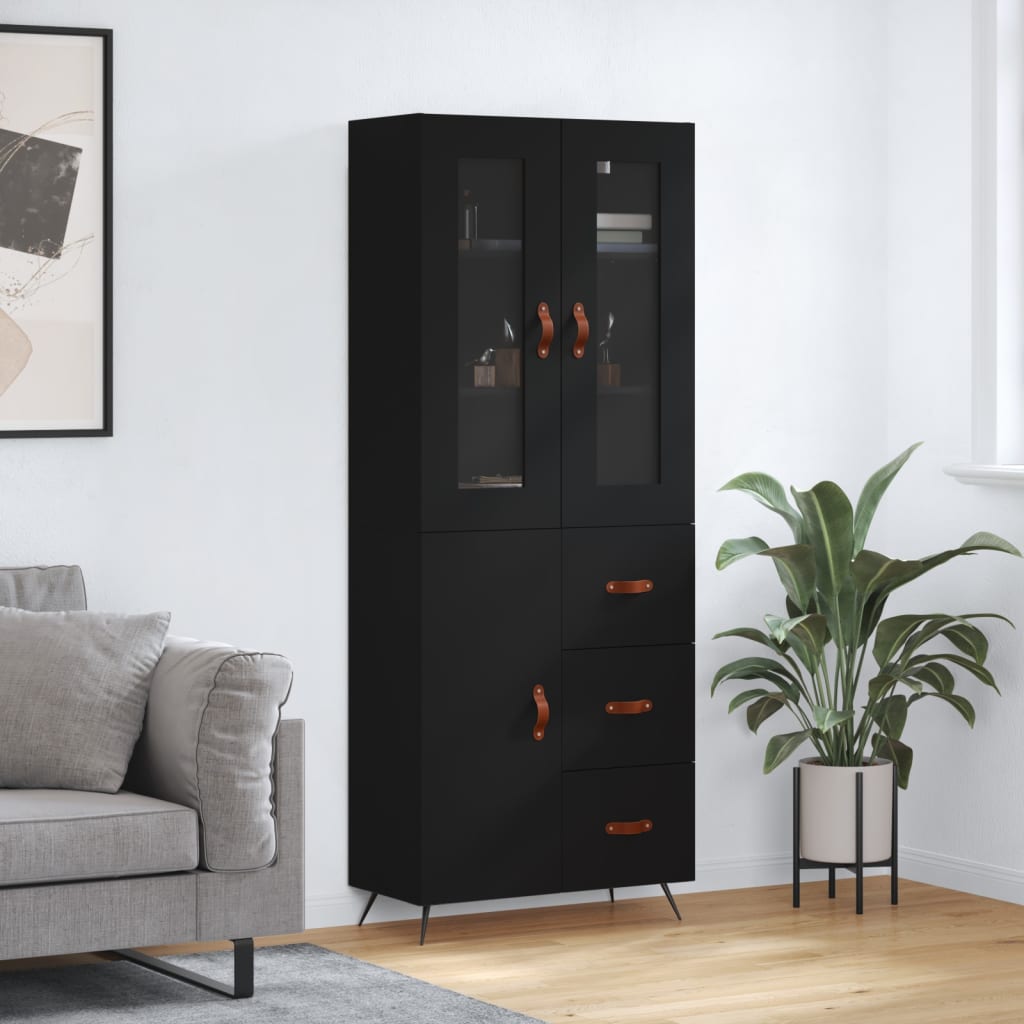 Aparador Alto Madera Contrachapada Negro 69,5x34x180 Cm_0