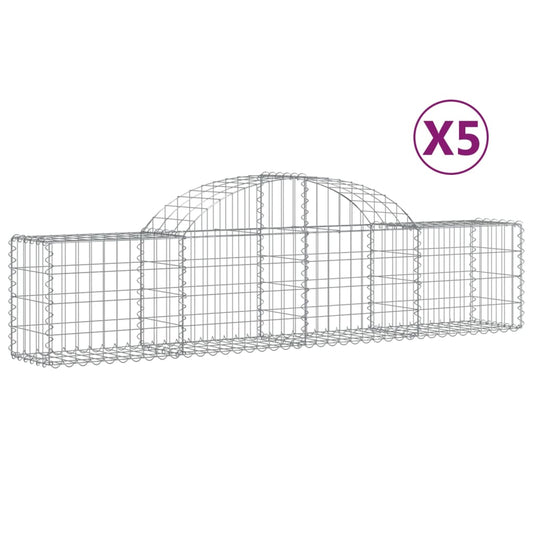 Cestas De Gaviones 5 Uds Forma De Arco Hierro 200x30x40/60 Cm_0