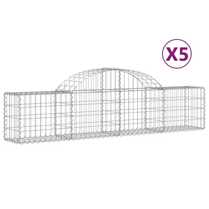 Cestas De Gaviones 5 Uds Forma De Arco Hierro 200x30x40/60 Cm_0