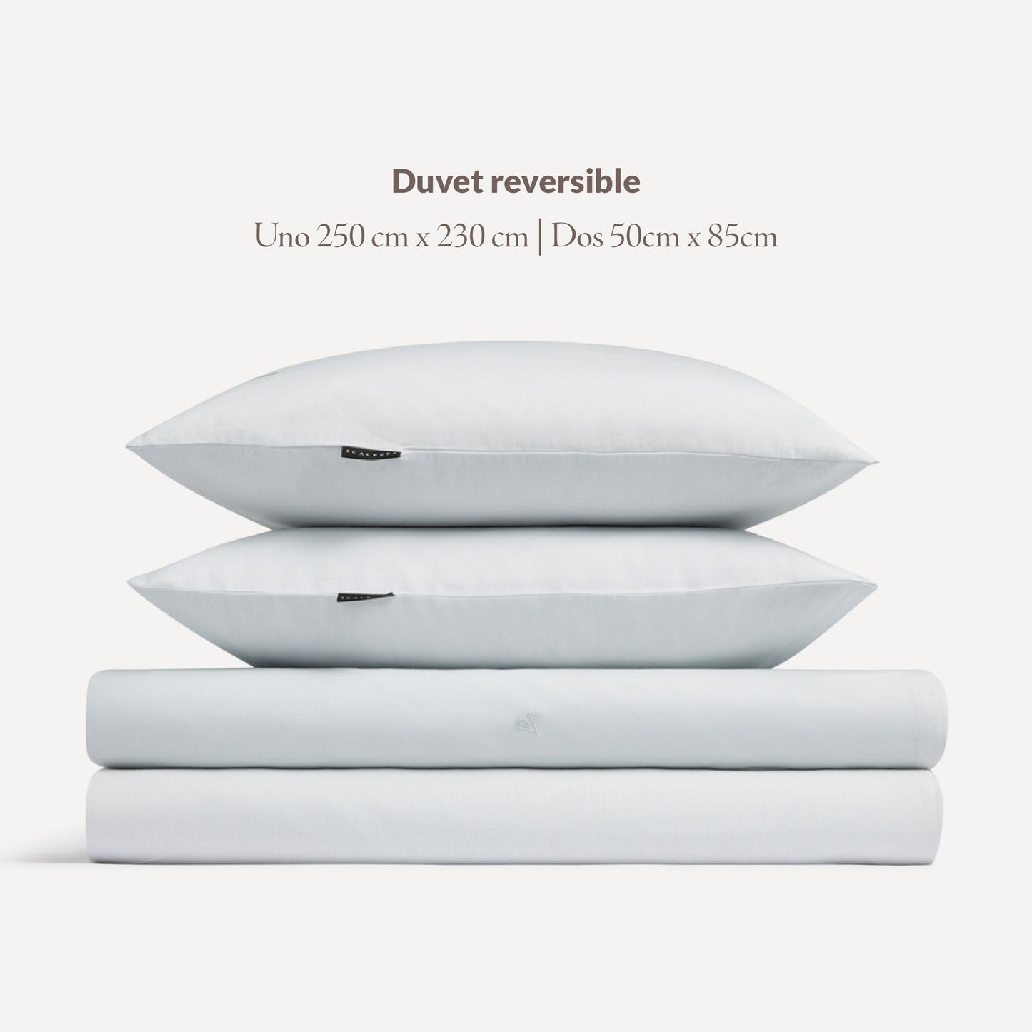 Set Cama 4pc (sábana Bajera 150x200+28cm + Sábana Encimera 230x270cm + 2 Fundas Almohada 50x85cm) 100% Algodón Gris Claro Scalpers Home_2