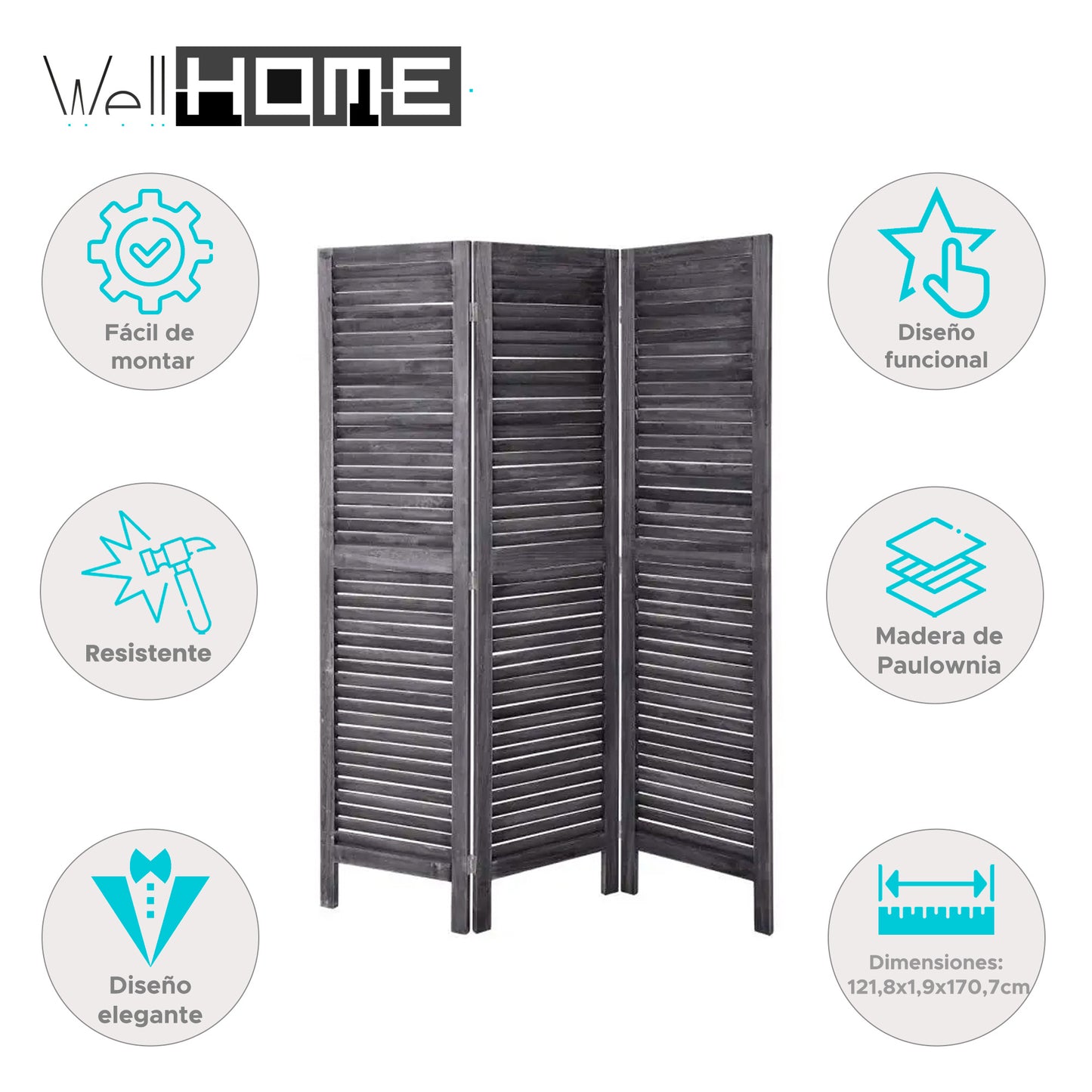 Well Home - Pantalla De Madera Gris 121,8x1,9x170,7_1