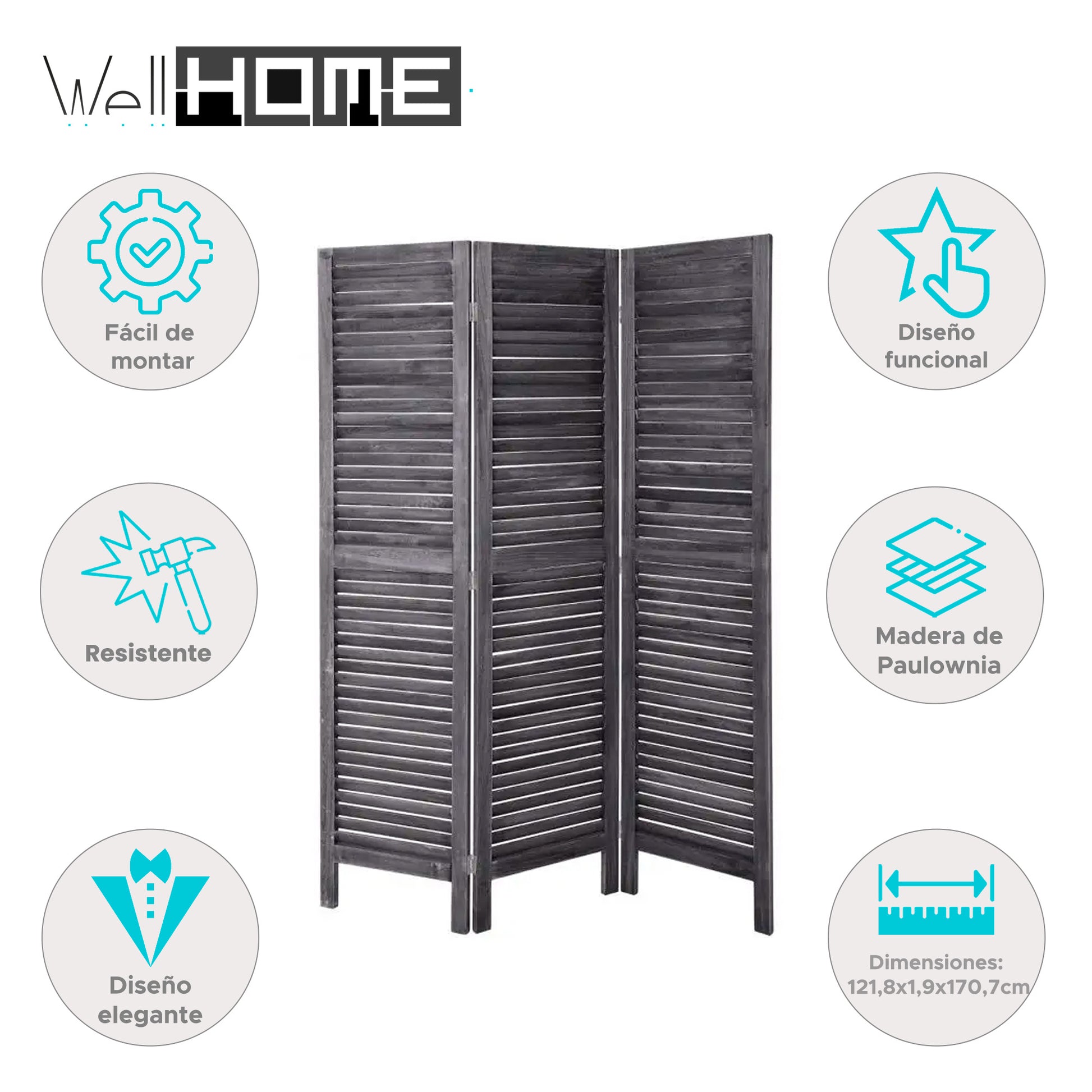 Well Home - Pantalla De Madera Gris 121,8x1,9x170,7_1