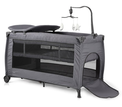 Cuna De Viaje Doble Altura Con Cambiador Y Carrusel Bella Granite_1