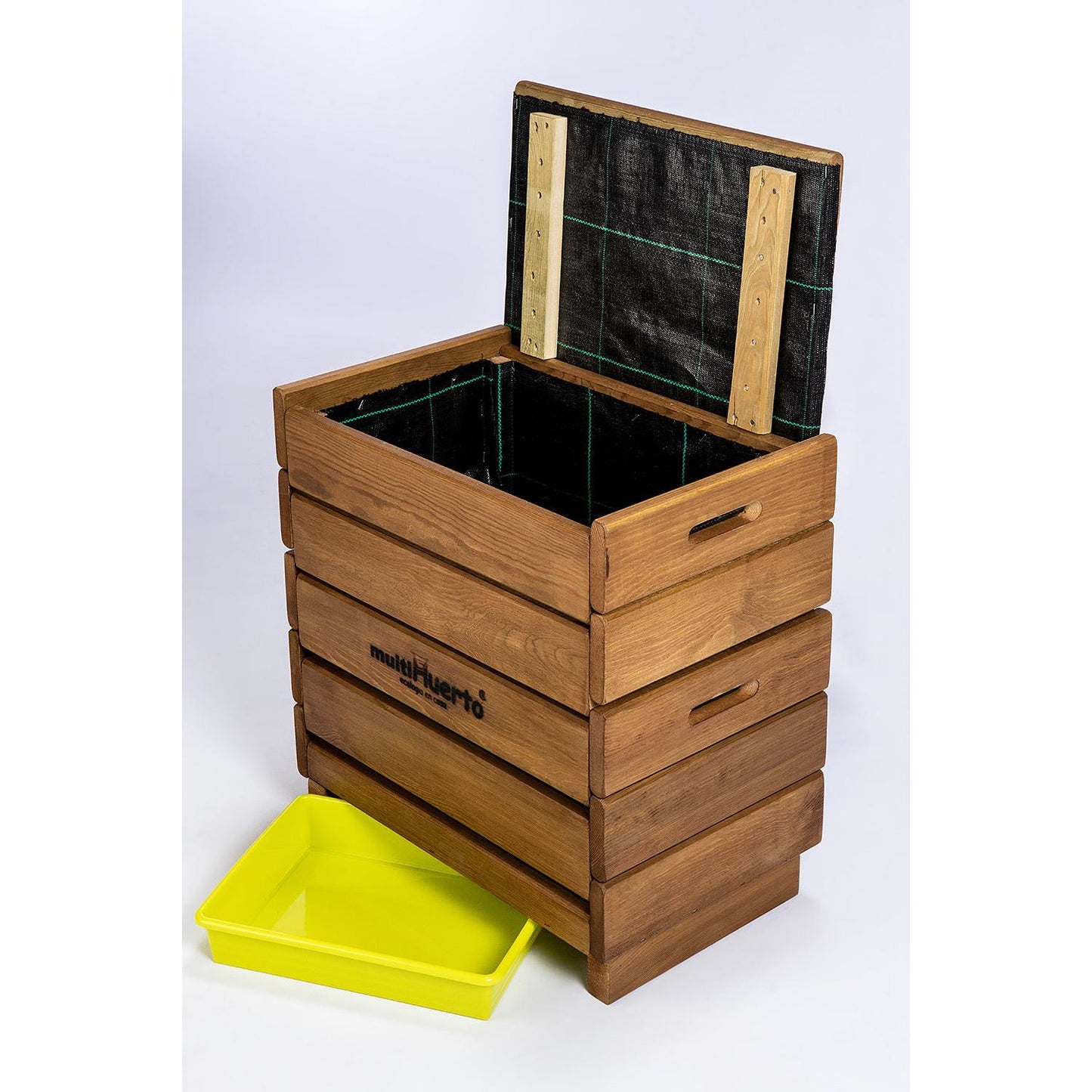 Vermicompostor de madeira completo para fruteiras multi-pomar
