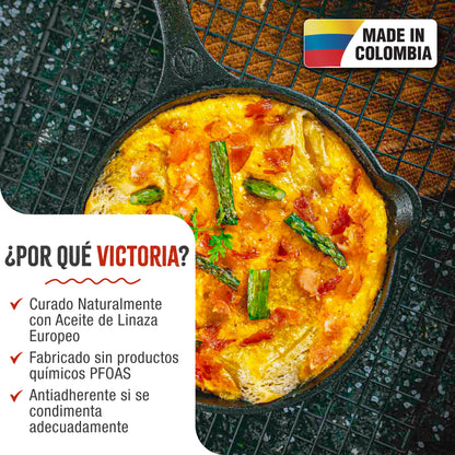 Victoria Sartén Hierro Fundido Curado Inducción 16,5cm, Apta Fuego, Barbacoa, Horno Cast Iron Skillet, 35969, Negro_1