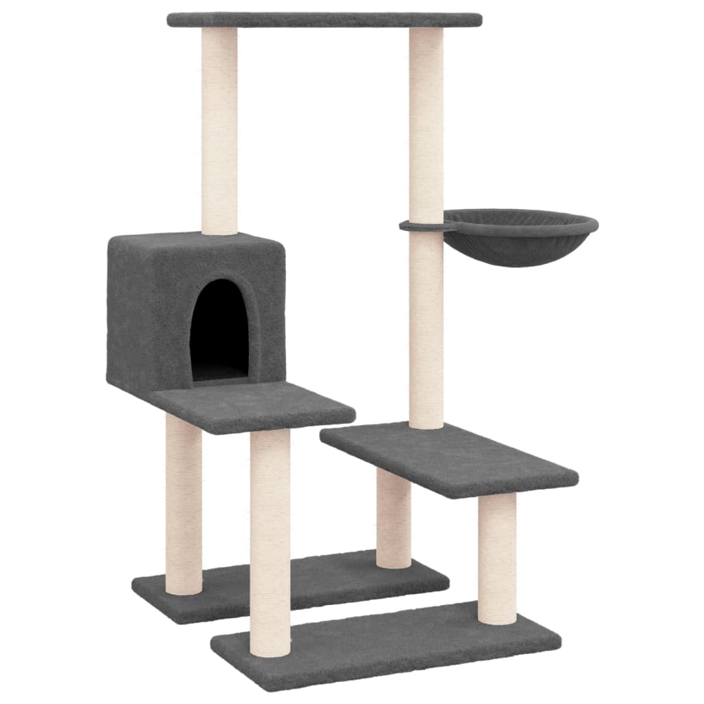 Rascador Para Gatos Con Postes De Sisal Gris Oscuro 94,5 Cm_0