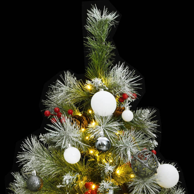 Vidaxl Árbol Navidad Artificial Con Bisagras 150 Led Y Bolas 120 Cm_1