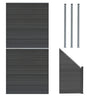 Vallas Para Exteriores De Wpc Y Aluminio - 2x Paneles Cuadrados + 1x Oblicuo + 3x Postes Con Led | Gris