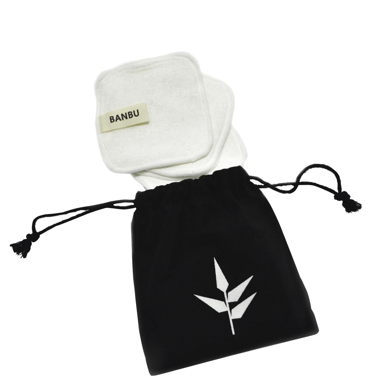 Set 4 Discos Desmaquillantes Reutilizables Blancos + Bolsita de Transporte Banbu