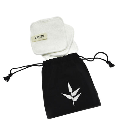 Set 4 Discos Desmaquillantes Reutilizables Blancos + Bolsita de Transporte Banbu