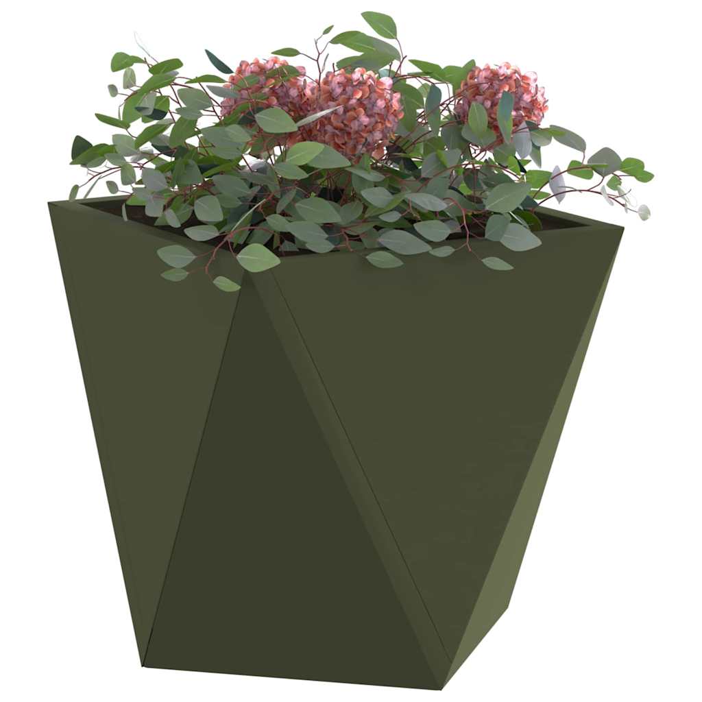 Jardinera 2 Uds. Verde Oliva 30 X 30 X 30 Cm Acero_2
