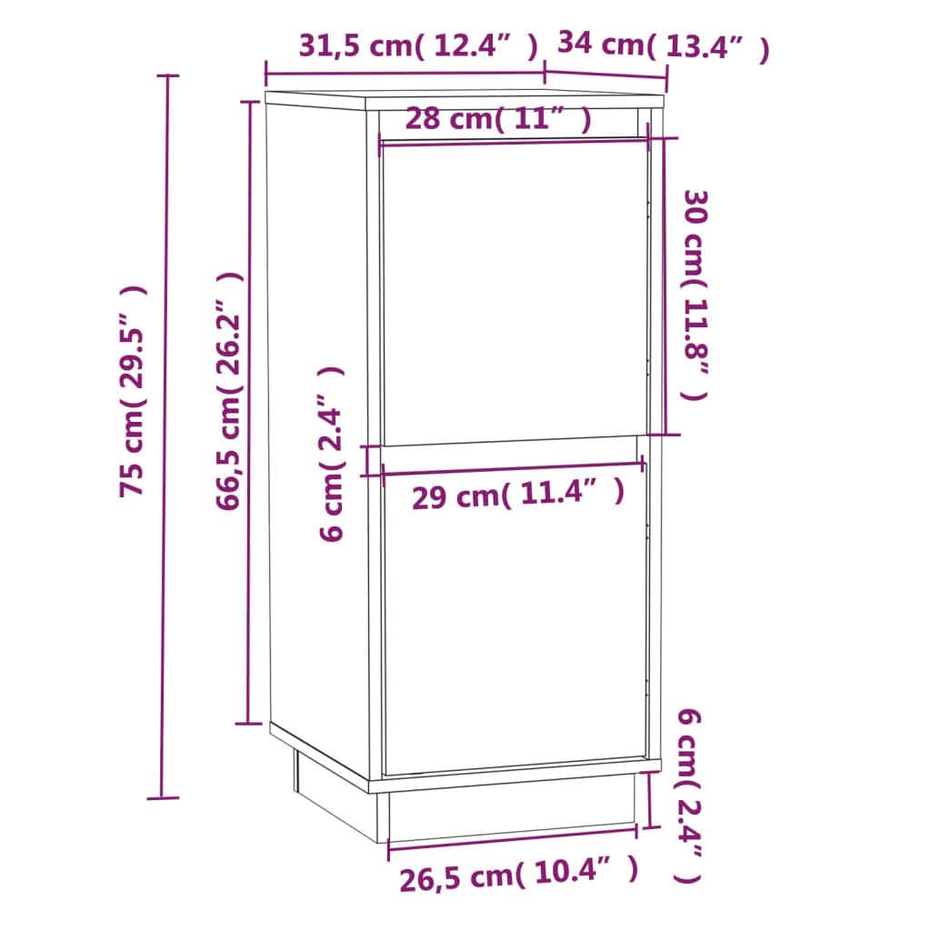 Aparador 2 Uds Madera Maciza De Pino Marrón Miel 31,5x34x75 Cm / Vetonek_2