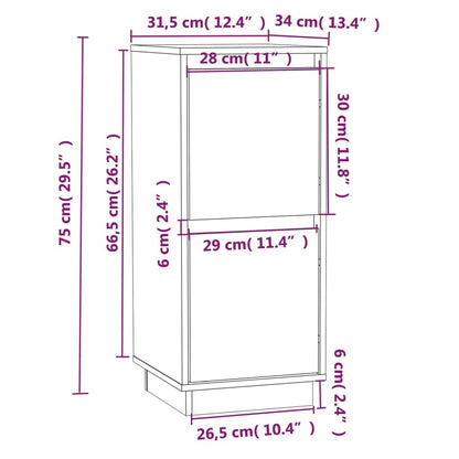 Aparador 2 Uds Madera Maciza De Pino Marrón Miel 31,5x34x75 Cm / Vetonek_2