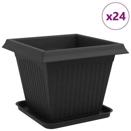 Macetas 24 Pcs Negro 38 X 38 X 30 Cm Plástico_0