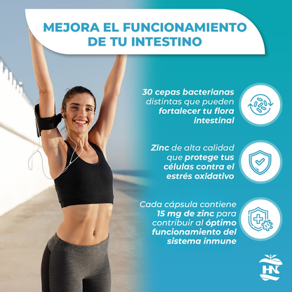 Probioticos Y Prebioticos Intestinales Con Zinc - 90 Caps - 30 Cepas Bacterianas + Inulina Para Apoyo Inmunológico_4