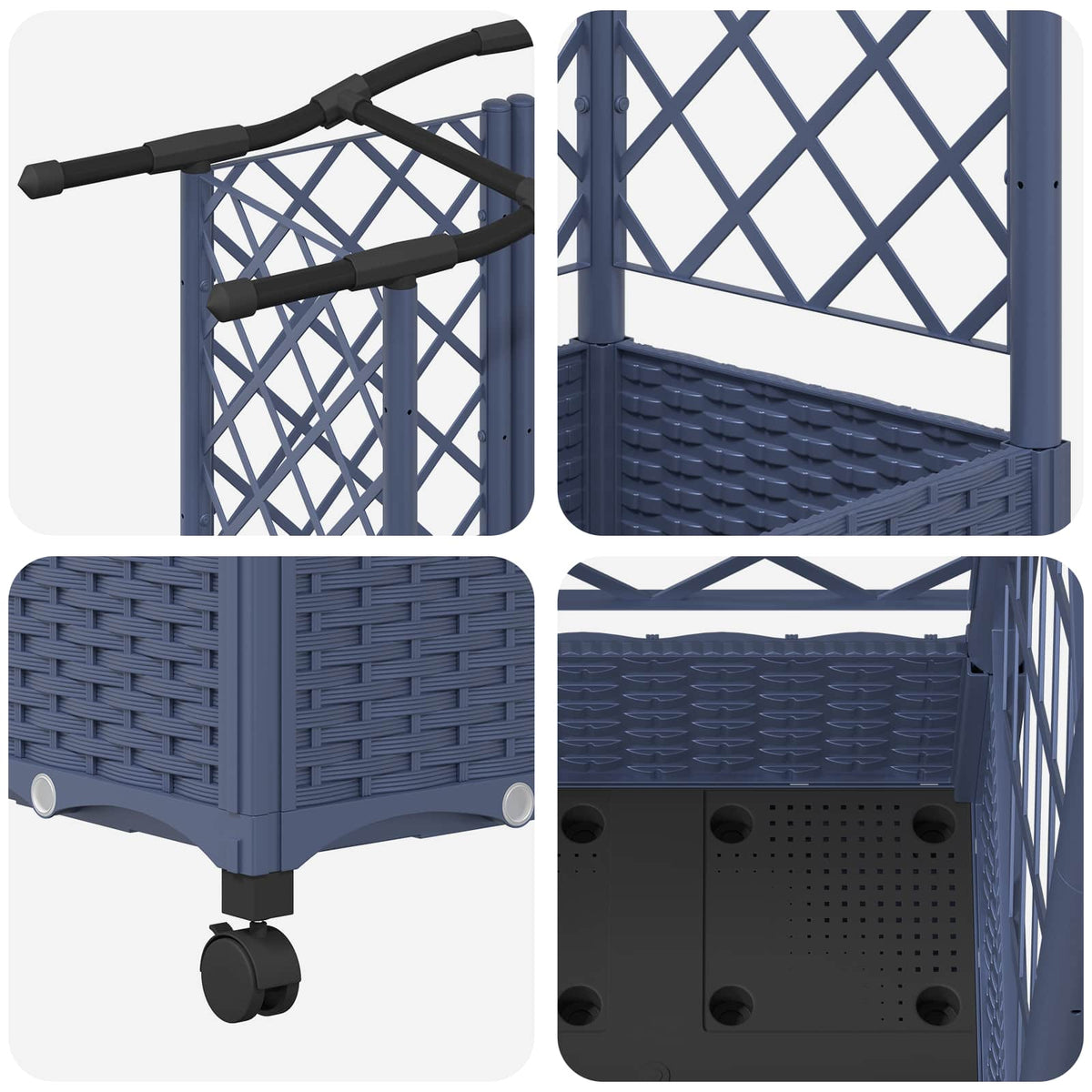 Cama Elevada Con Trellis Y Techo Gris 203,5 X 40 X 129 Cm Pp_5