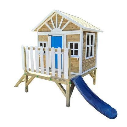 Casita Infantil De Madera Por Paneles Masgames Visby Elevada 60 Cm Azul._4