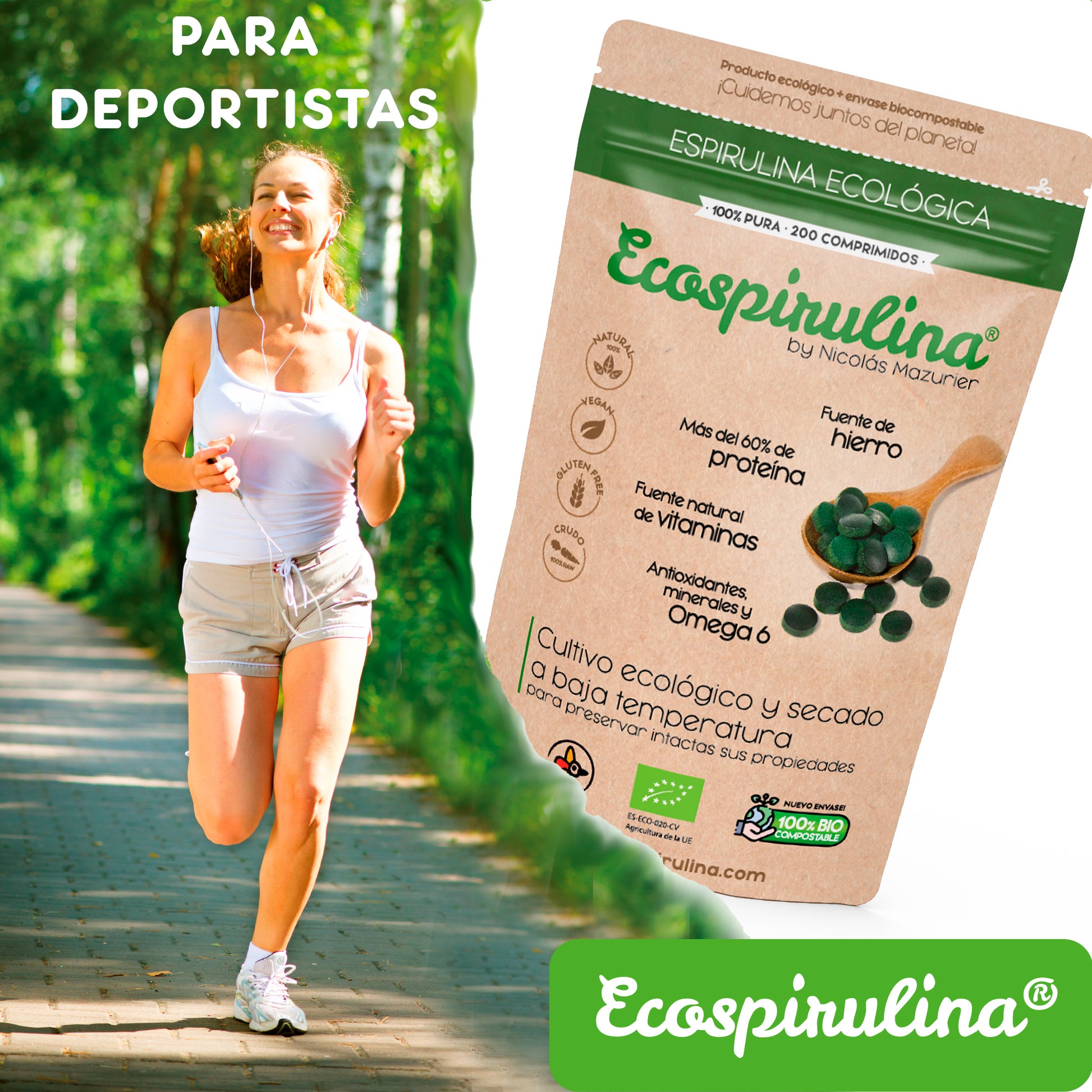 Espirulina Ecológica Cultivada En España Ecospirulina 200 Comprimidos_2