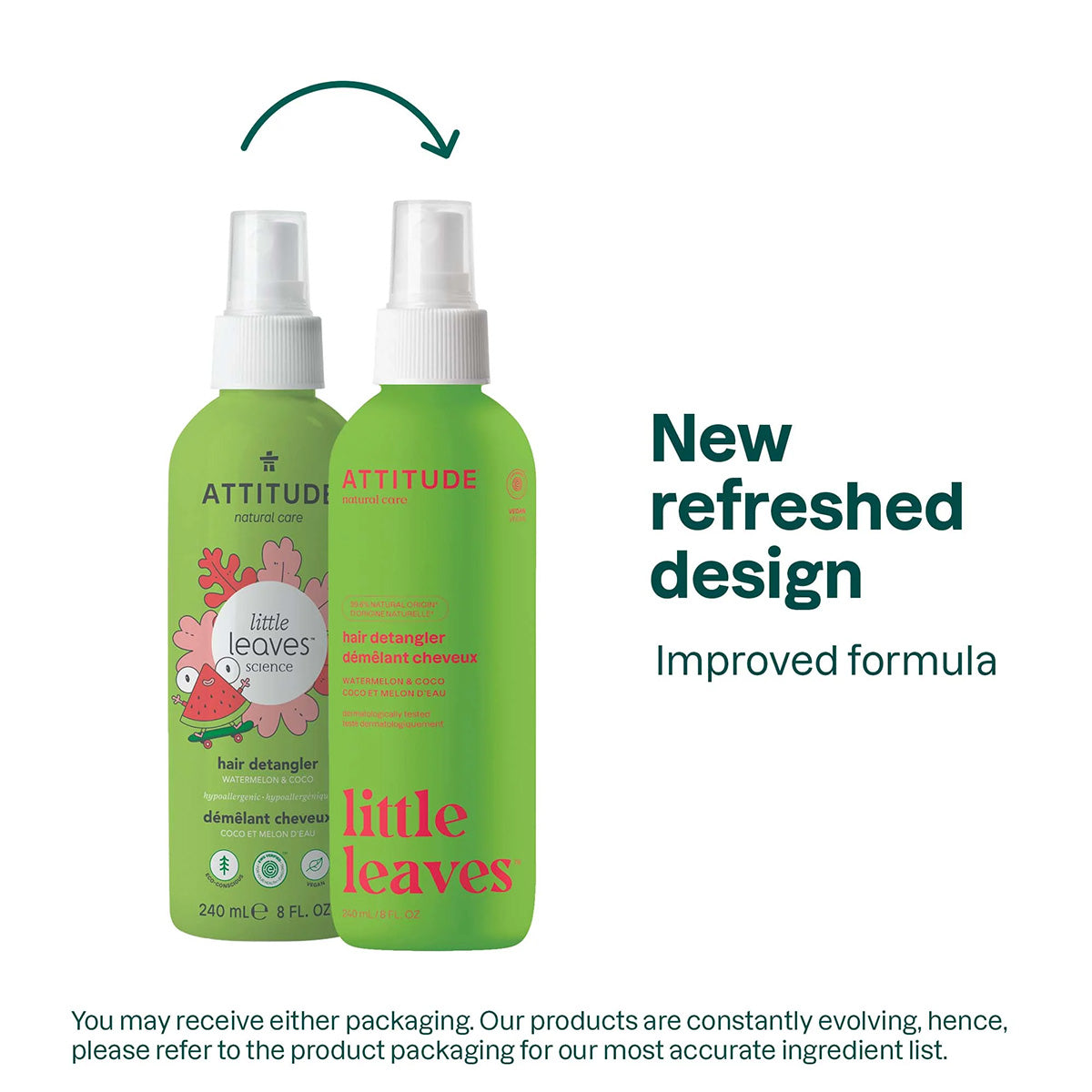 Desembaraçador de Cabelo Super Leaves Kids Melancia e Coco Attitude 240 ml
