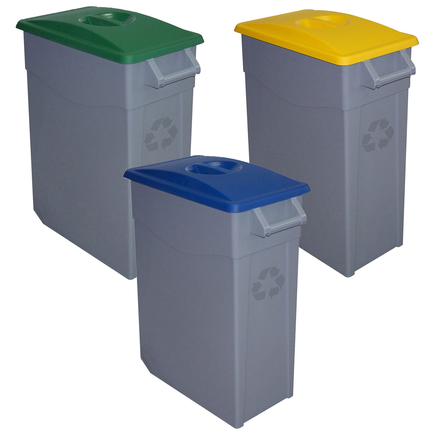 Pack Reciclaje Contenedor Zeus: 3 Contenedores Cerrado De 65 Litros, Colores. Capacidad Total: 195 Litros._0