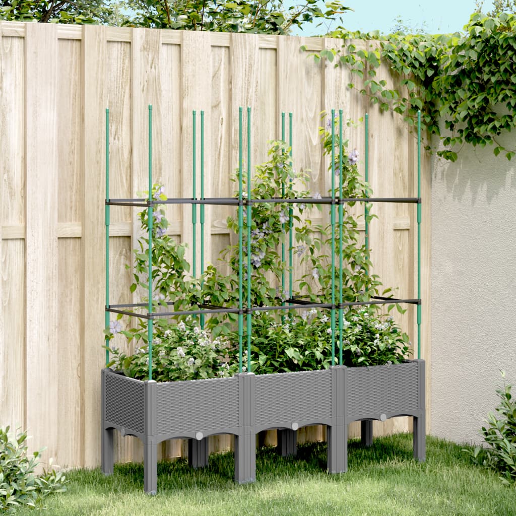 Jardinera Con Enrejado Pp Gris Claro 120x40x142,5 Cm_1