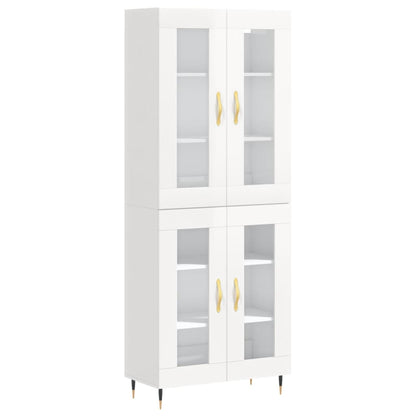 Aparador Alto Madera Contrachapada Blanco Brillo 69,5x34x180 Cm_1