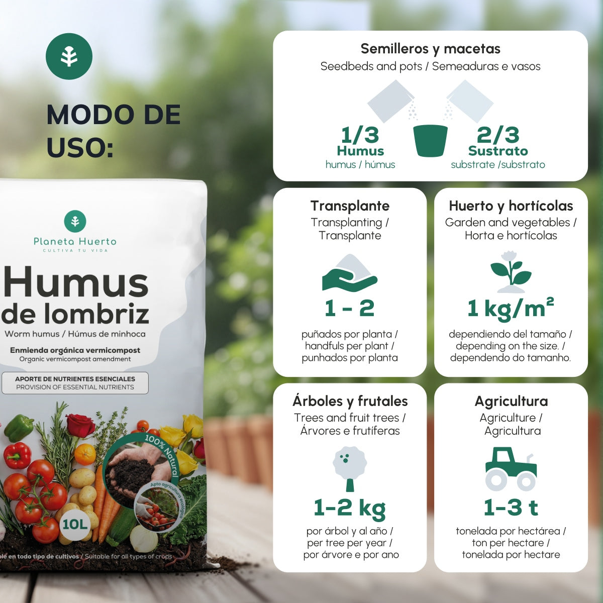 Pack 2x Humus de Lombriz 100% Natural Planeta Huerto 42 L