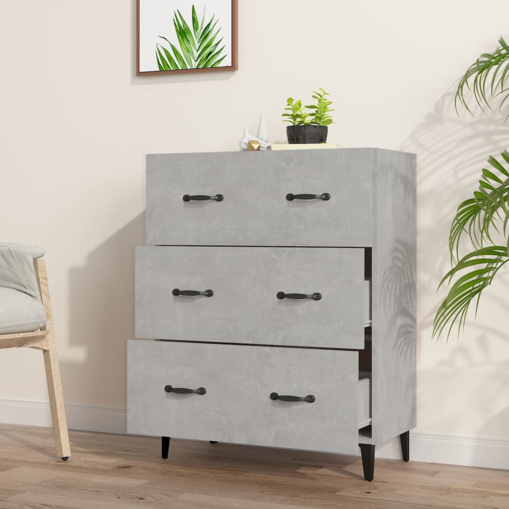 Aparador De Madera De Ingeniería Gris Hormigón 69,5x34x90 Cm / Vetonek_3